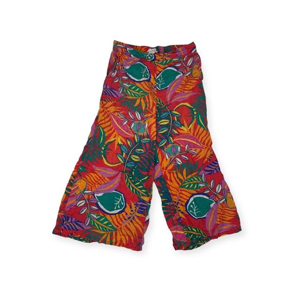 c & C California women's large linen wide leg crop tropical pants Rio Hawaiian - Picture 1 of 8
